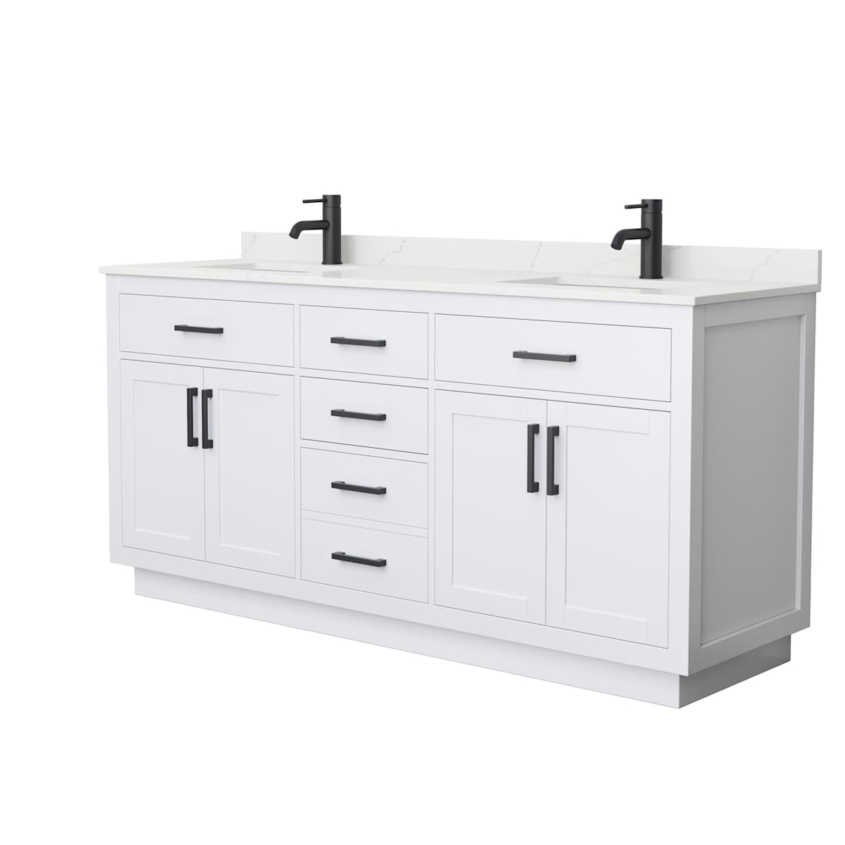 Beckett TK 72" Free Standing Double Basin Vanity Set with Cabinet and Quartz Vanity Top