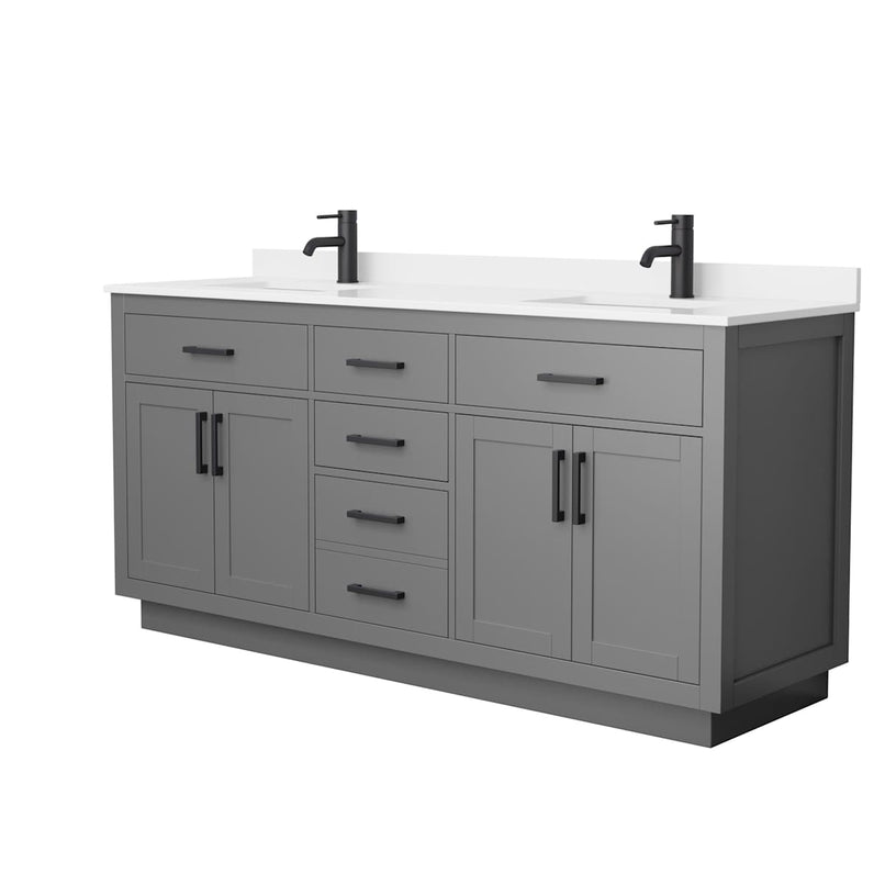 Beckett TK 72" Free Standing Double Basin Vanity Set with Cabinet and Quartz Vanity Top - image 17