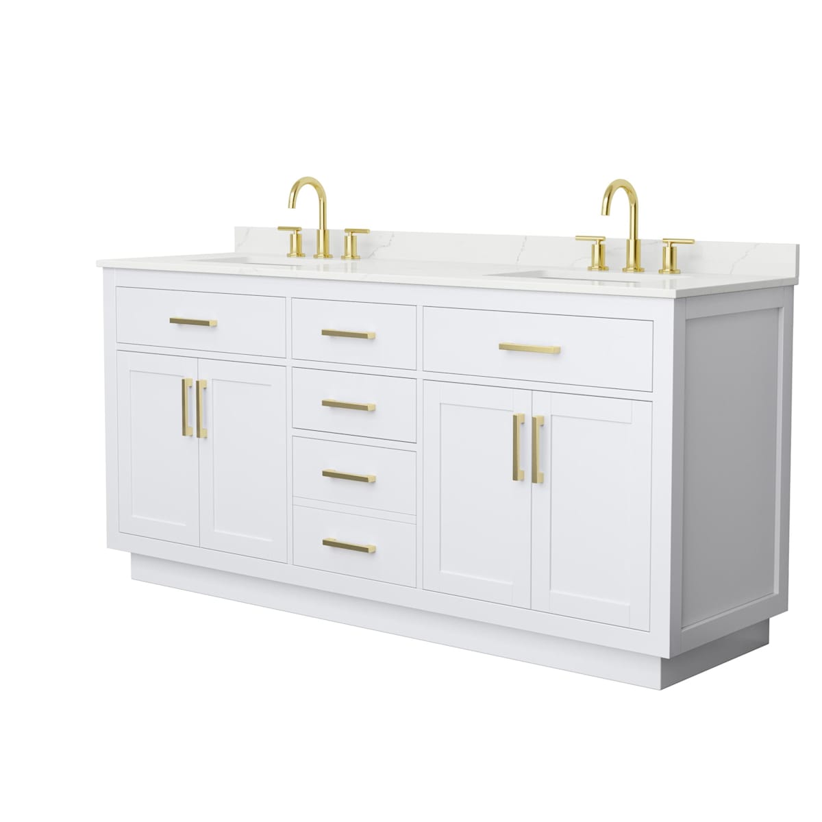 Beckett TK 72" Free Standing Double Basin Vanity Set with Cabinet and Quartz Vanity Top