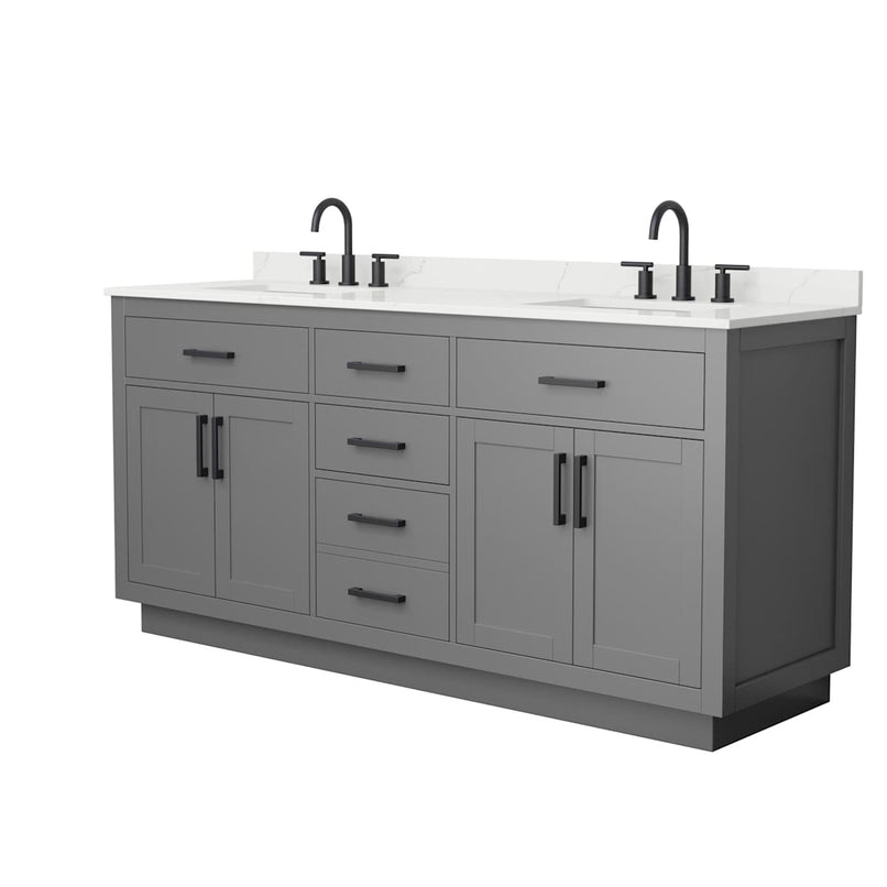 Beckett TK 72" Free Standing Double Basin Vanity Set with Cabinet and Quartz Vanity Top - image 19