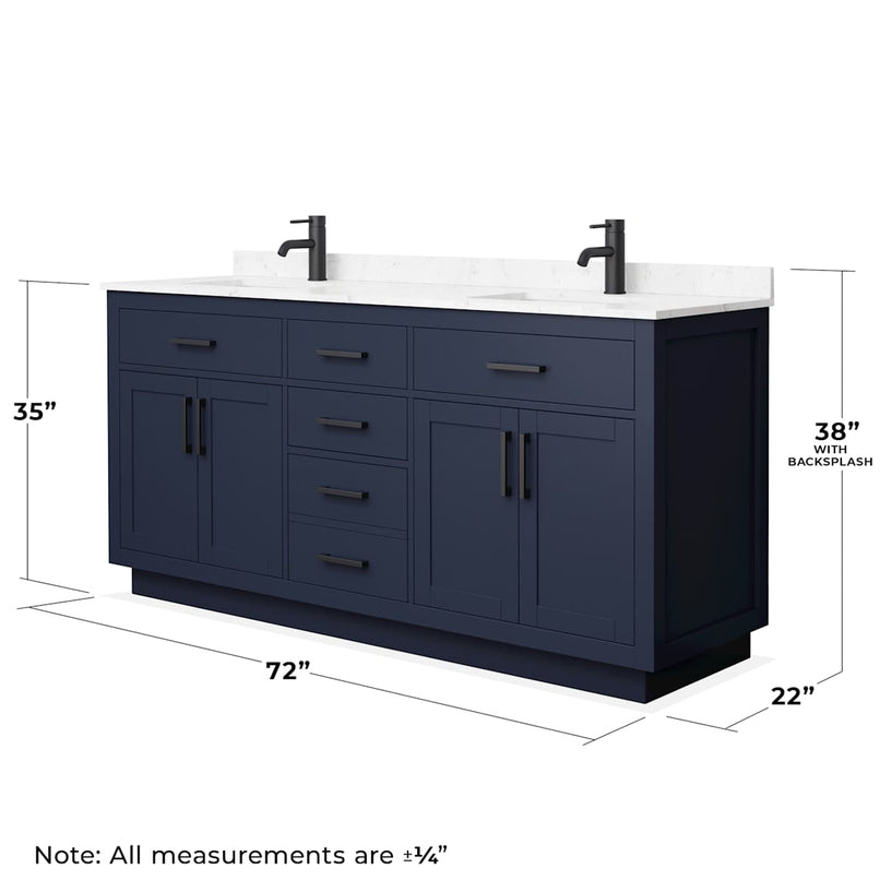 Beckett TK 72" Free Standing Double Basin Vanity Set with Cabinet and Cultured Marble Vanity Top - image 6