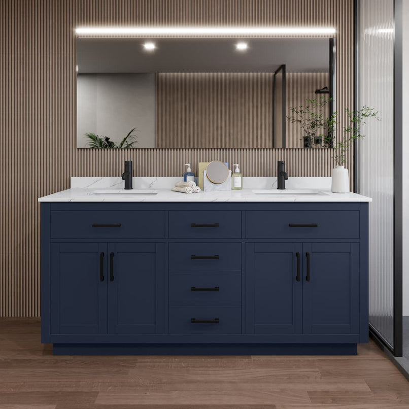 Beckett TK 72" Free Standing Double Basin Vanity Set with Cabinet and Quartz Vanity Top - image 1