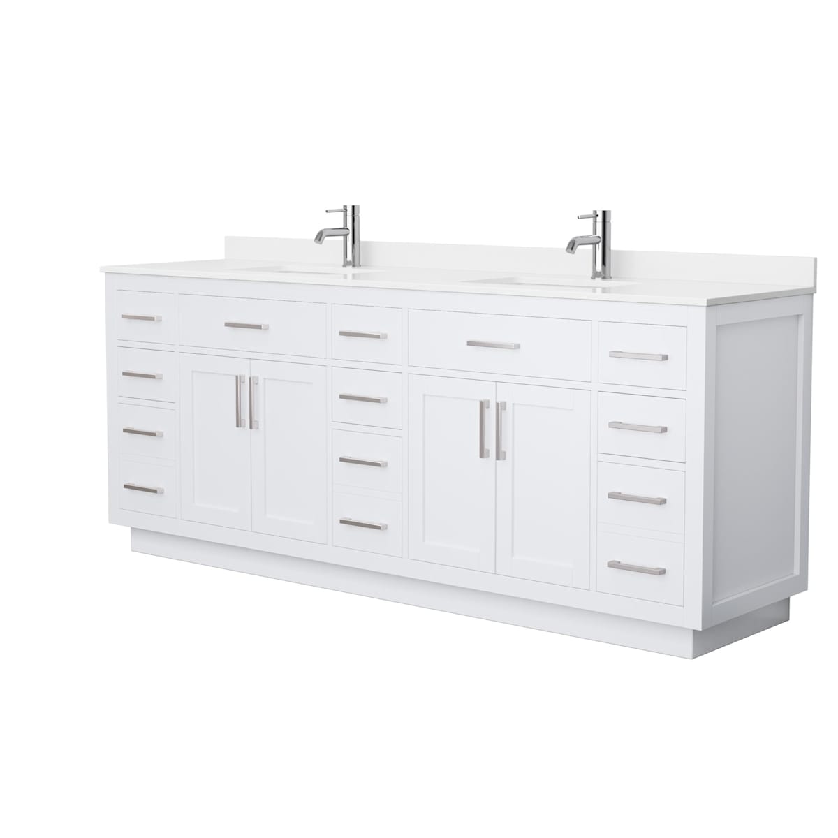 Beckett TK 84" Free Standing Double Basin Vanity Set with Cabinet and Quartz Vanity Top