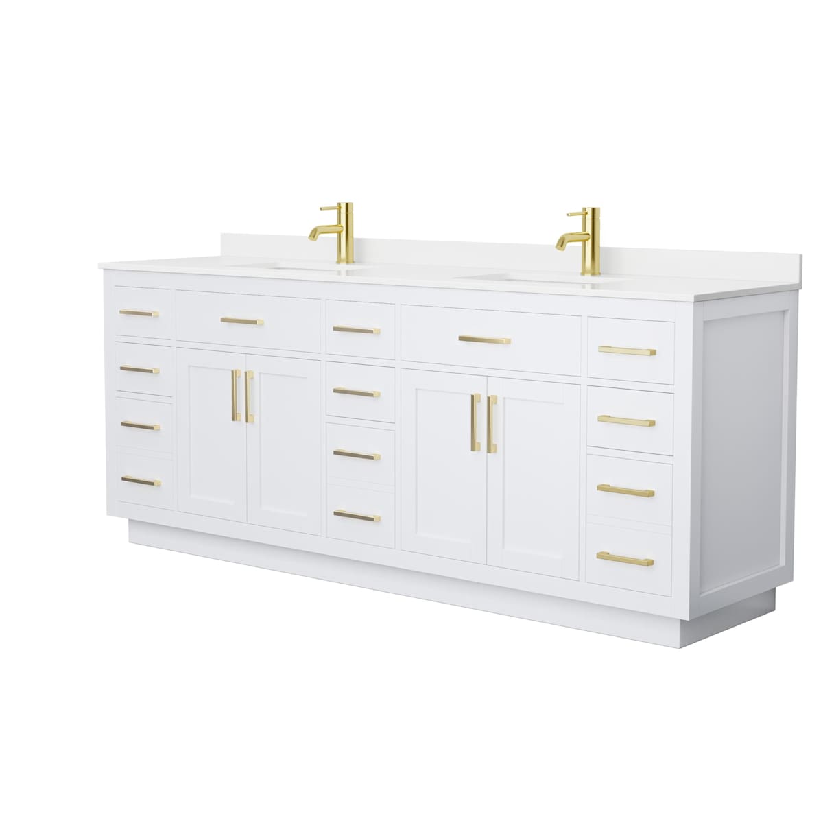 Beckett TK 84" Free Standing Double Basin Vanity Set with Cabinet and Quartz Vanity Top