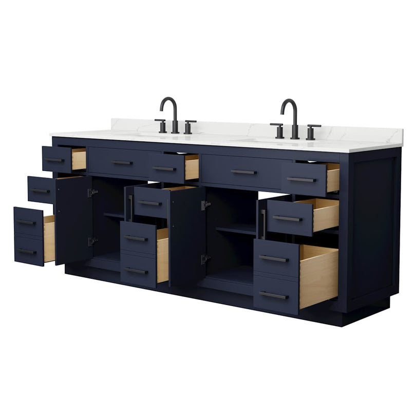 Beckett TK 84" Free Standing Double Basin Vanity Set with Cabinet and Quartz Vanity Top - image 3