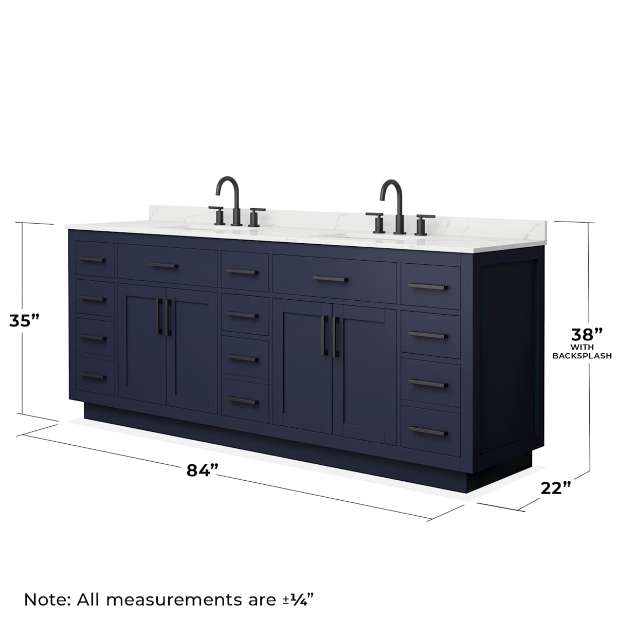 Beckett TK 84" Free Standing Double Basin Vanity Set with Cabinet and Quartz Vanity Top