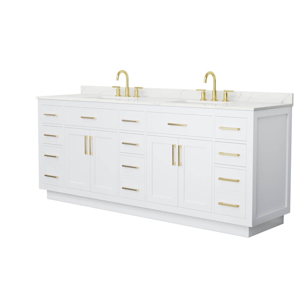 Beckett TK 84" Free Standing Double Basin Vanity Set with Cabinet and Quartz Vanity Top - image 11