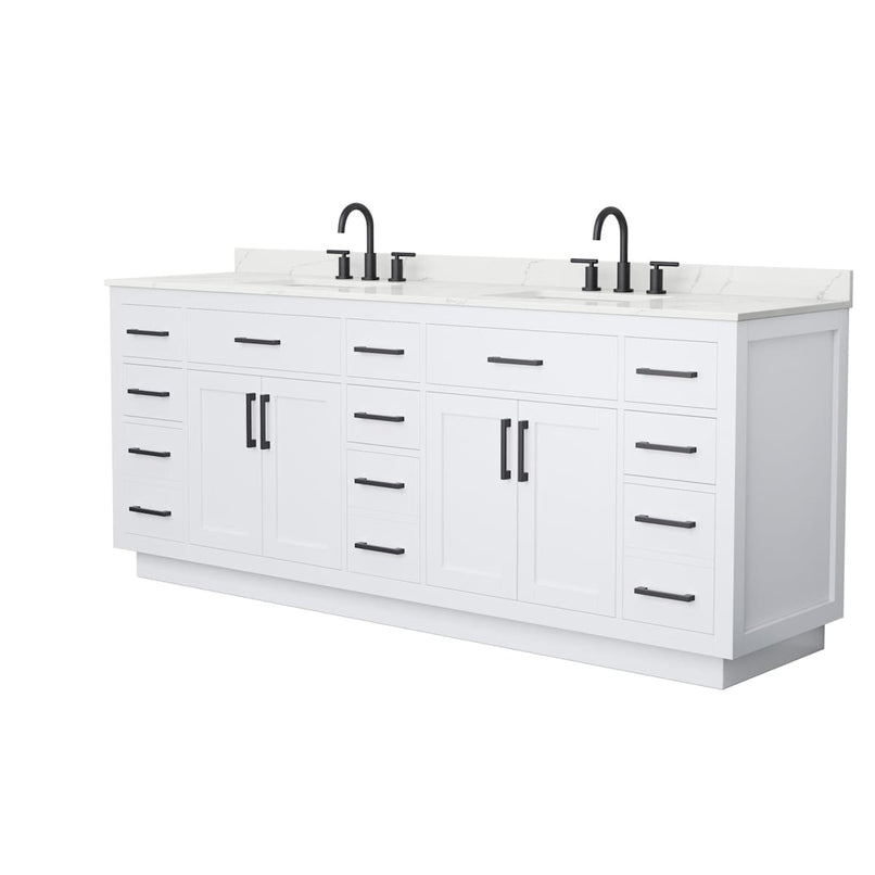 Beckett TK 84" Free Standing Double Basin Vanity Set with Cabinet and Quartz Vanity Top - image 13