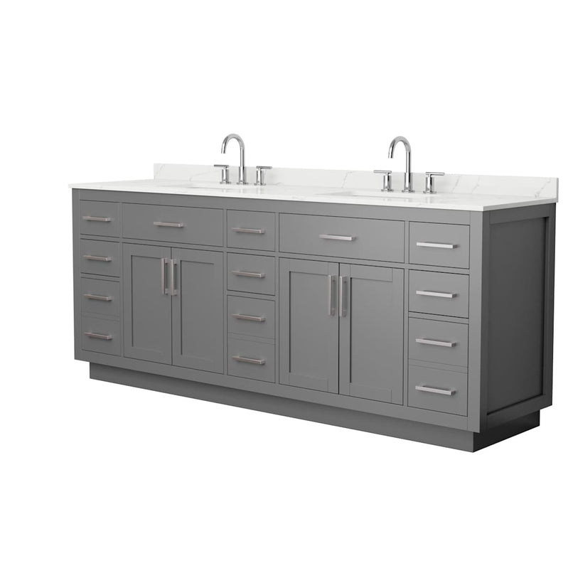 Beckett TK 84" Free Standing Double Basin Vanity Set with Cabinet and Quartz Vanity Top - image 15