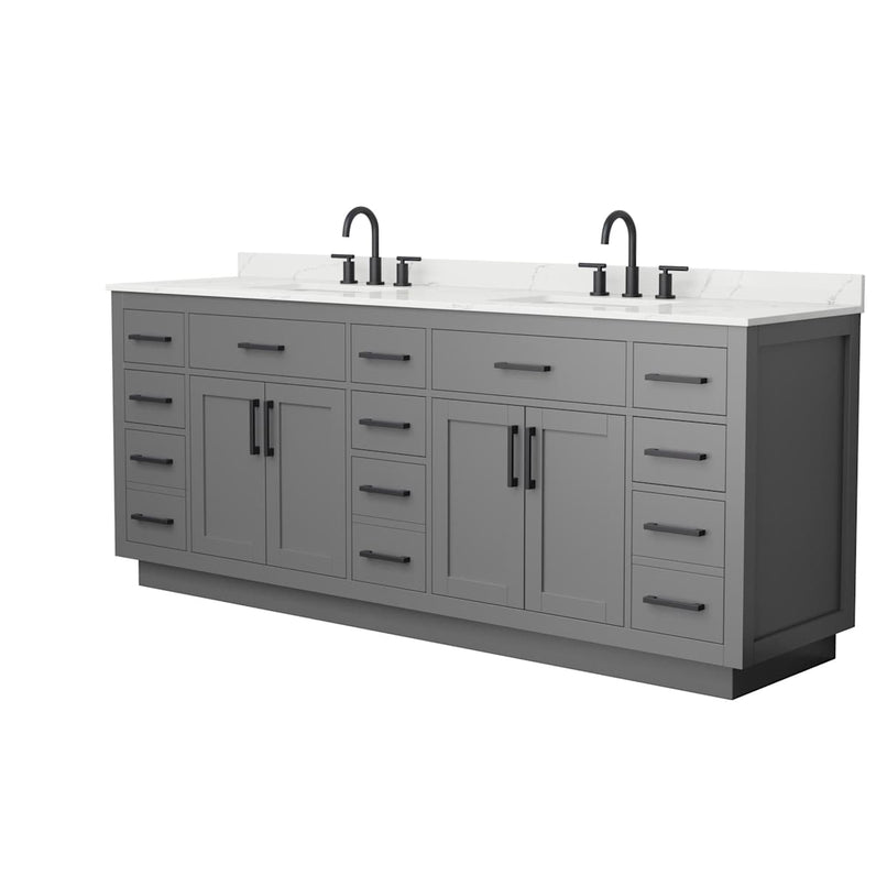 Beckett TK 84" Free Standing Double Basin Vanity Set with Cabinet and Quartz Vanity Top - image 19