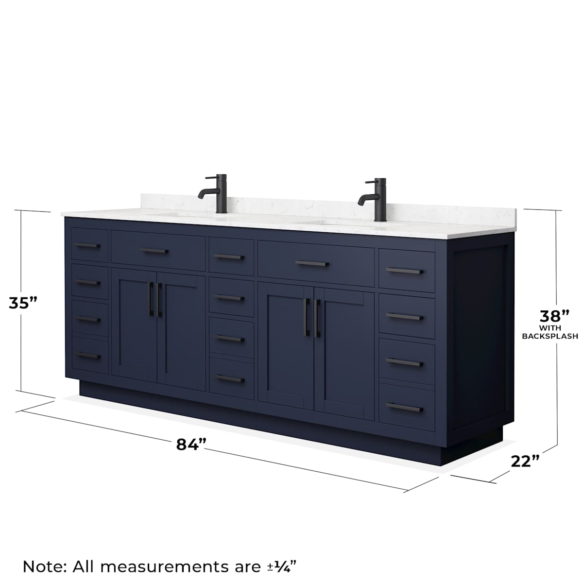 Beckett TK 84" Free Standing Double Basin Vanity Set with Cabinet and Cultured Marble Vanity Top