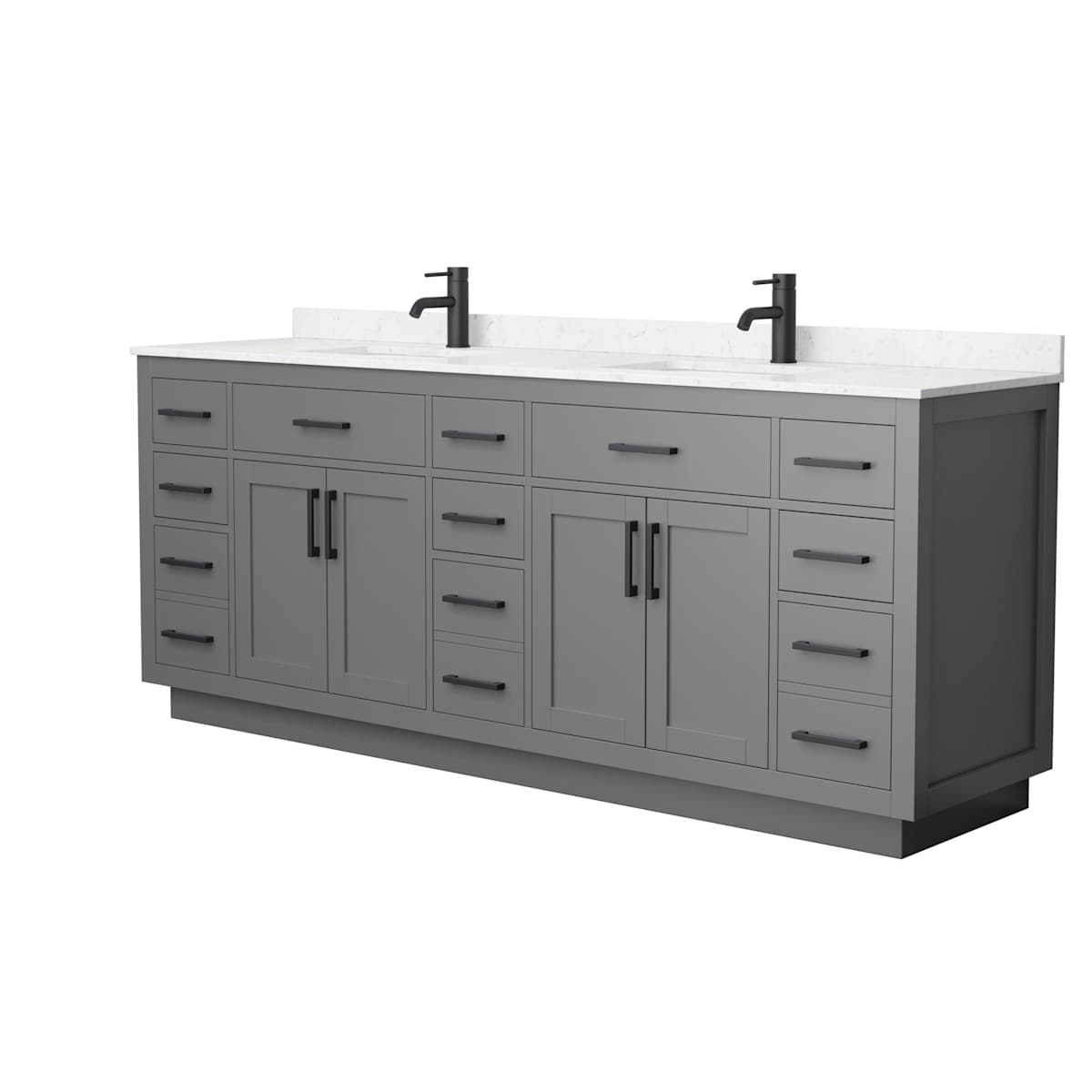 Beckett TK 84" Free Standing Double Basin Vanity Set with Cabinet and Cultured Marble Vanity Top
