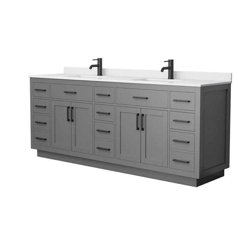 Beckett TK 84" Free Standing Double Basin Vanity Set with Cabinet and Cultured Marble Vanity Top - image 13
