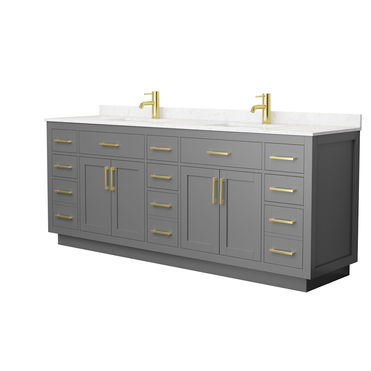Beckett TK 84" Free Standing Double Basin Vanity Set with Cabinet and Cultured Marble Vanity Top - image 14