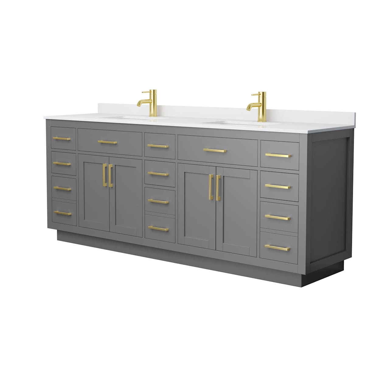 Beckett TK 84" Free Standing Double Basin Vanity Set with Cabinet and Cultured Marble Vanity Top - image 15