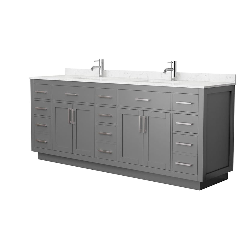 Beckett TK 84" Free Standing Double Basin Vanity Set with Cabinet and Cultured Marble Vanity Top - image 16