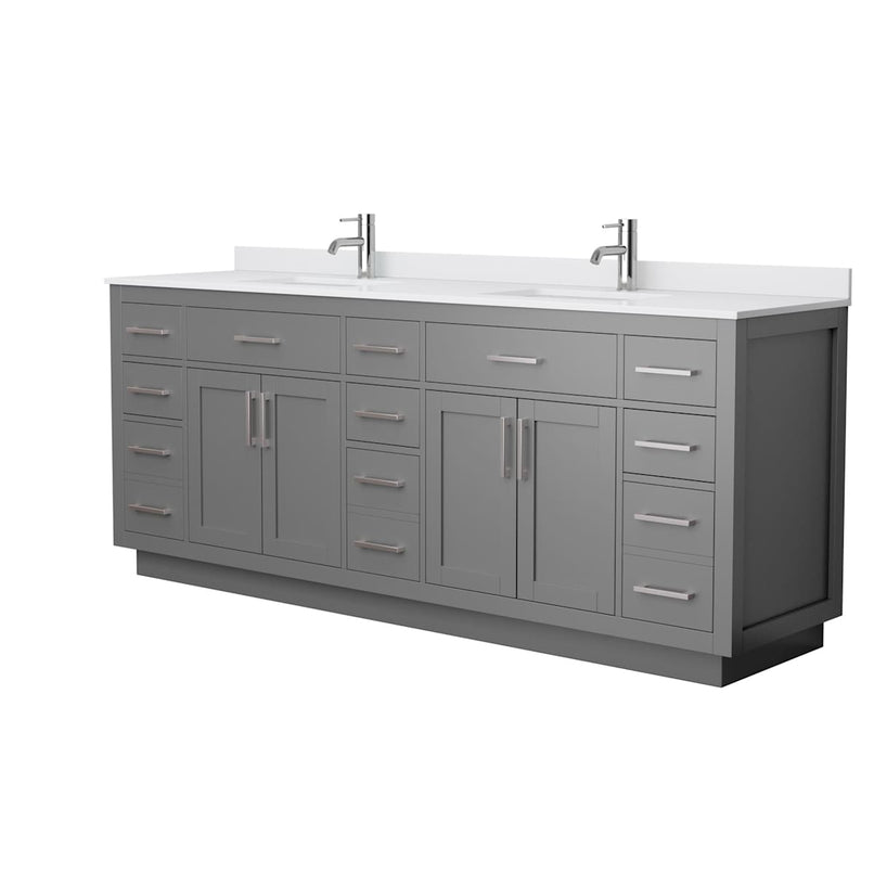 Beckett TK 84" Free Standing Double Basin Vanity Set with Cabinet and Cultured Marble Vanity Top - image 17