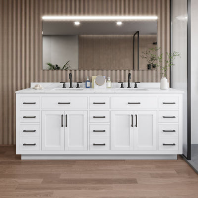 Beckett TK 84" Free Standing Double Basin Vanity Set with Cabinet and Quartz Vanity Top - image 1