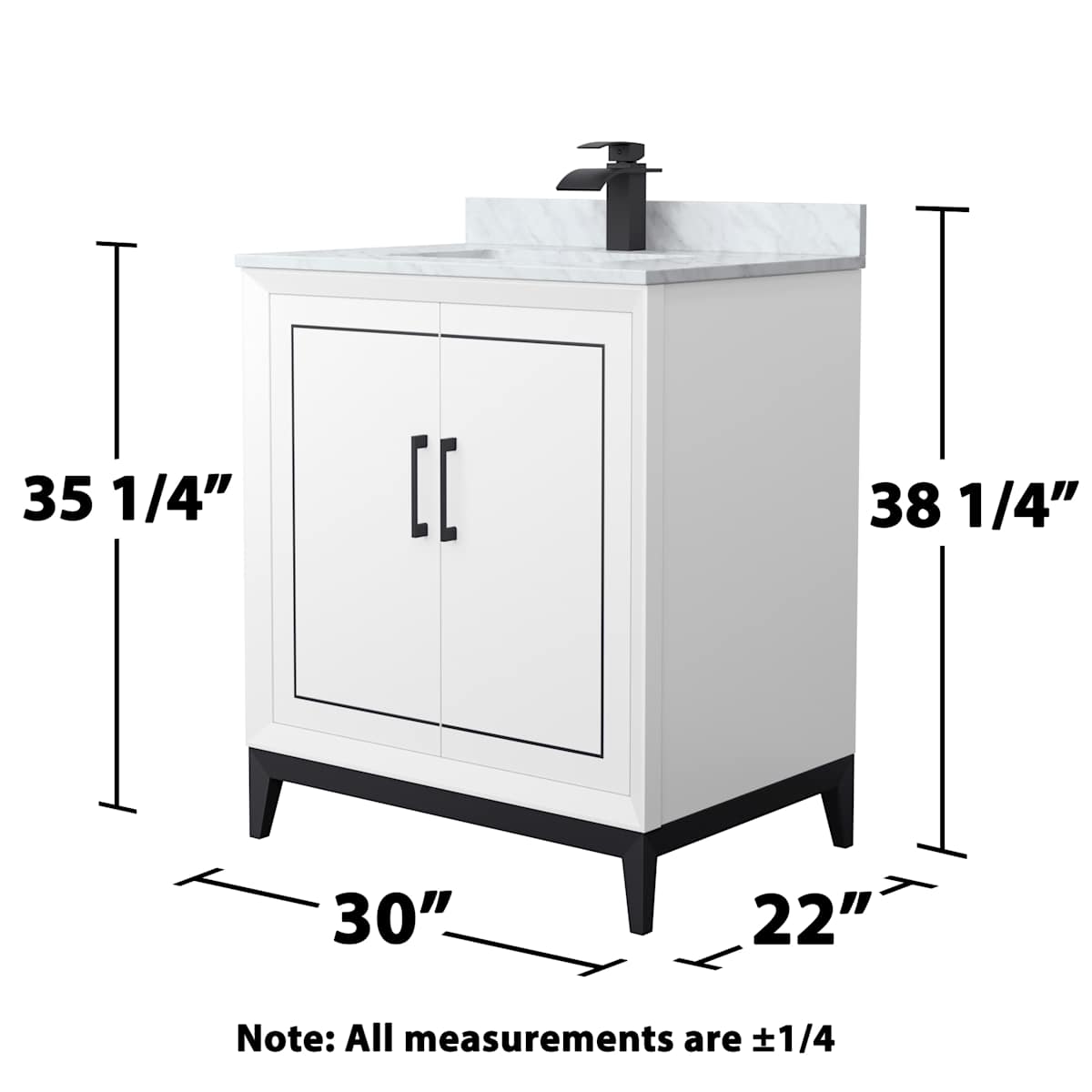 Marlena 30" Free Standing Single Basin Vanity Set with Cabinet and Marble Vanity Top