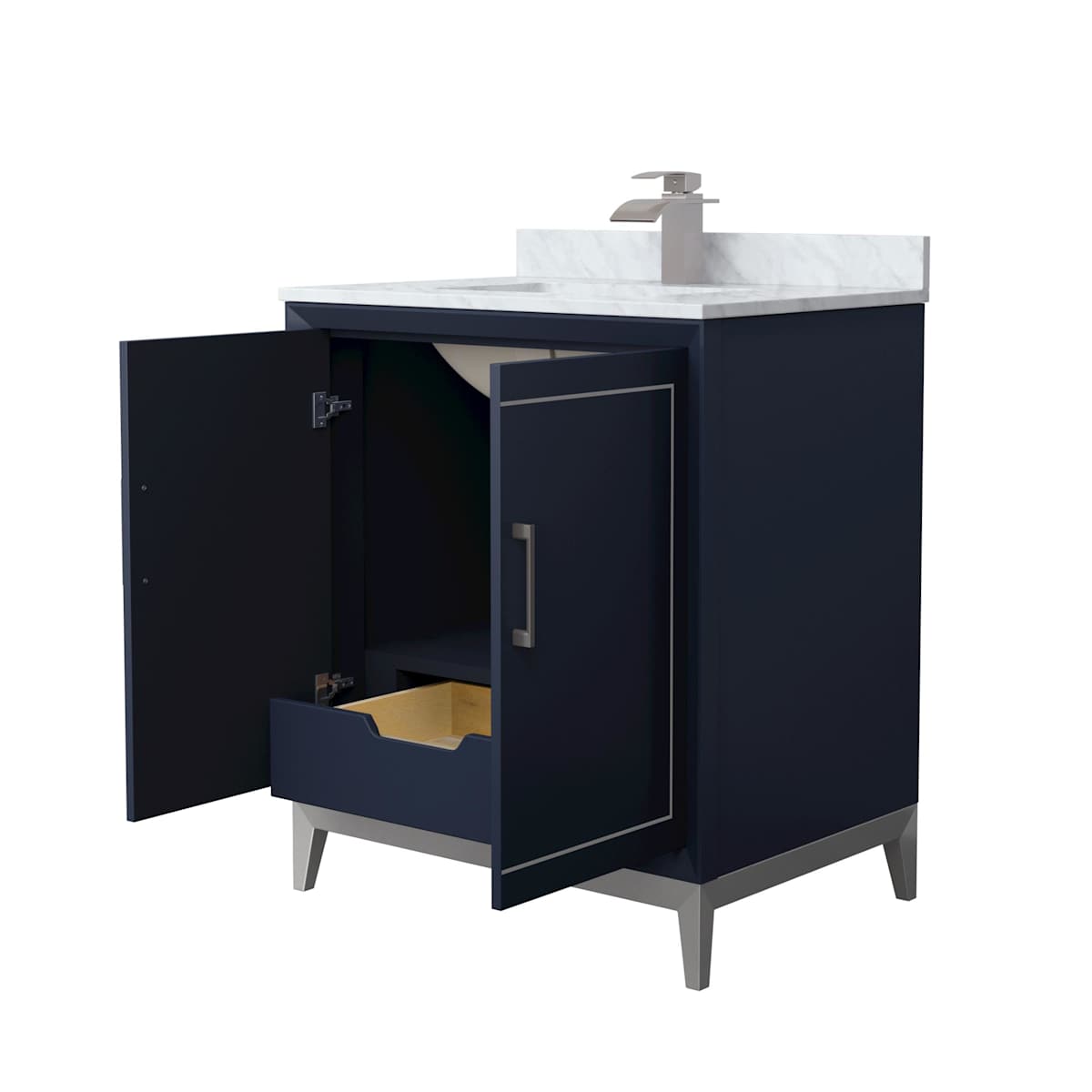 Marlena 30" Free Standing Single Basin Vanity Set with Cabinet and Marble Vanity Top