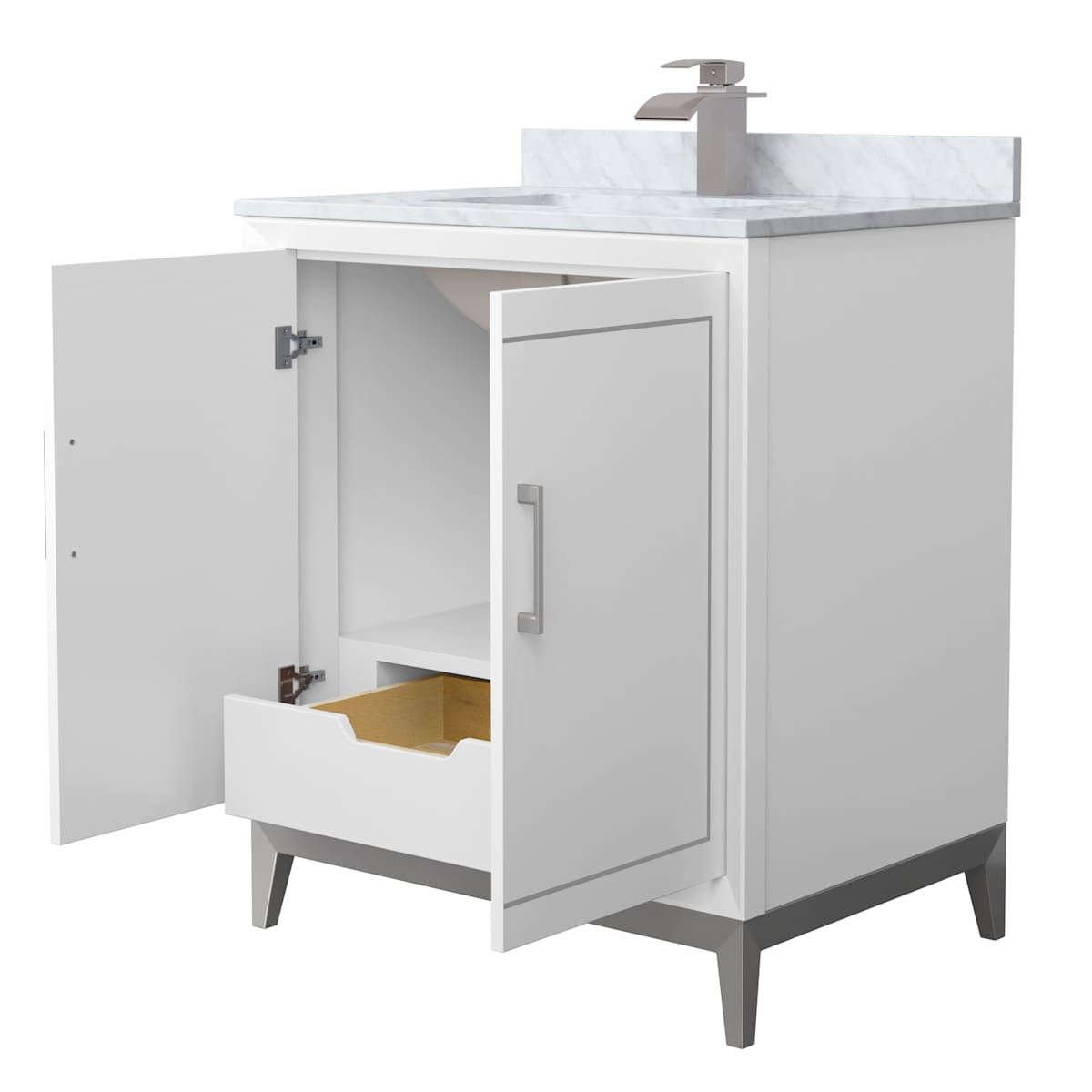 Marlena 30" Free Standing Single Basin Vanity Set with Cabinet and Marble Vanity Top