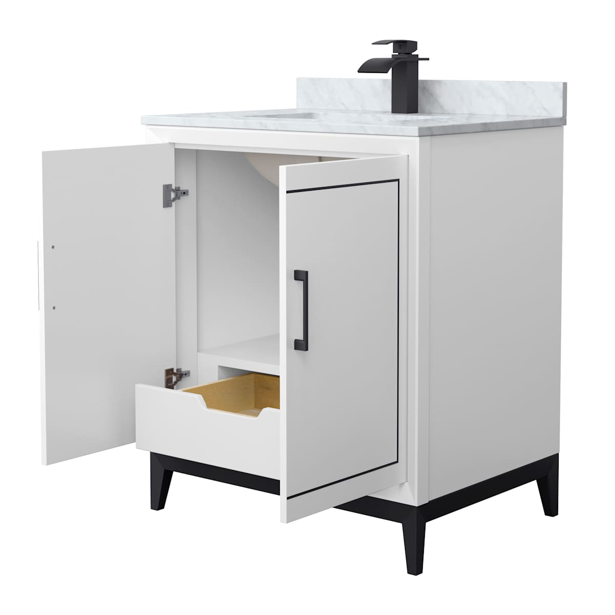 Marlena 30" Free Standing Single Basin Vanity Set with Cabinet and Marble Vanity Top