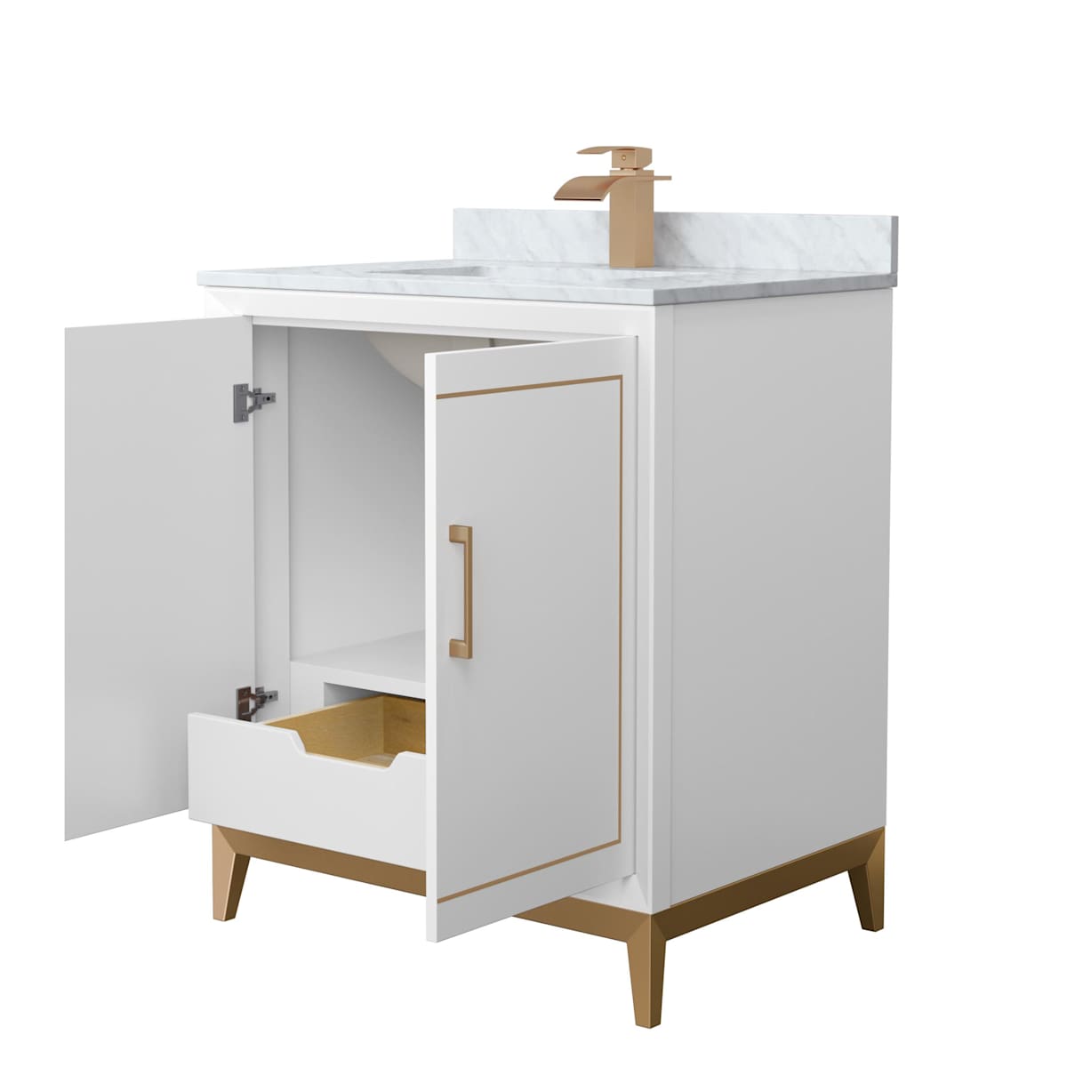 Marlena 30" Free Standing Single Basin Vanity Set with Cabinet and Marble Vanity Top