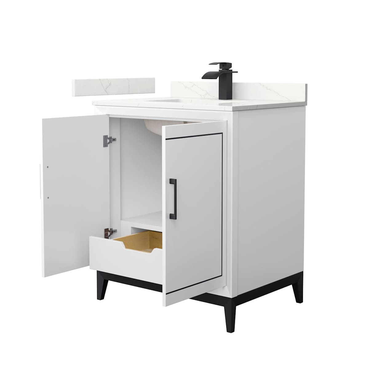 Marlena 30" Free Standing Single Basin Vanity Set with Cabinet and Quartz Vanity Top - image 13