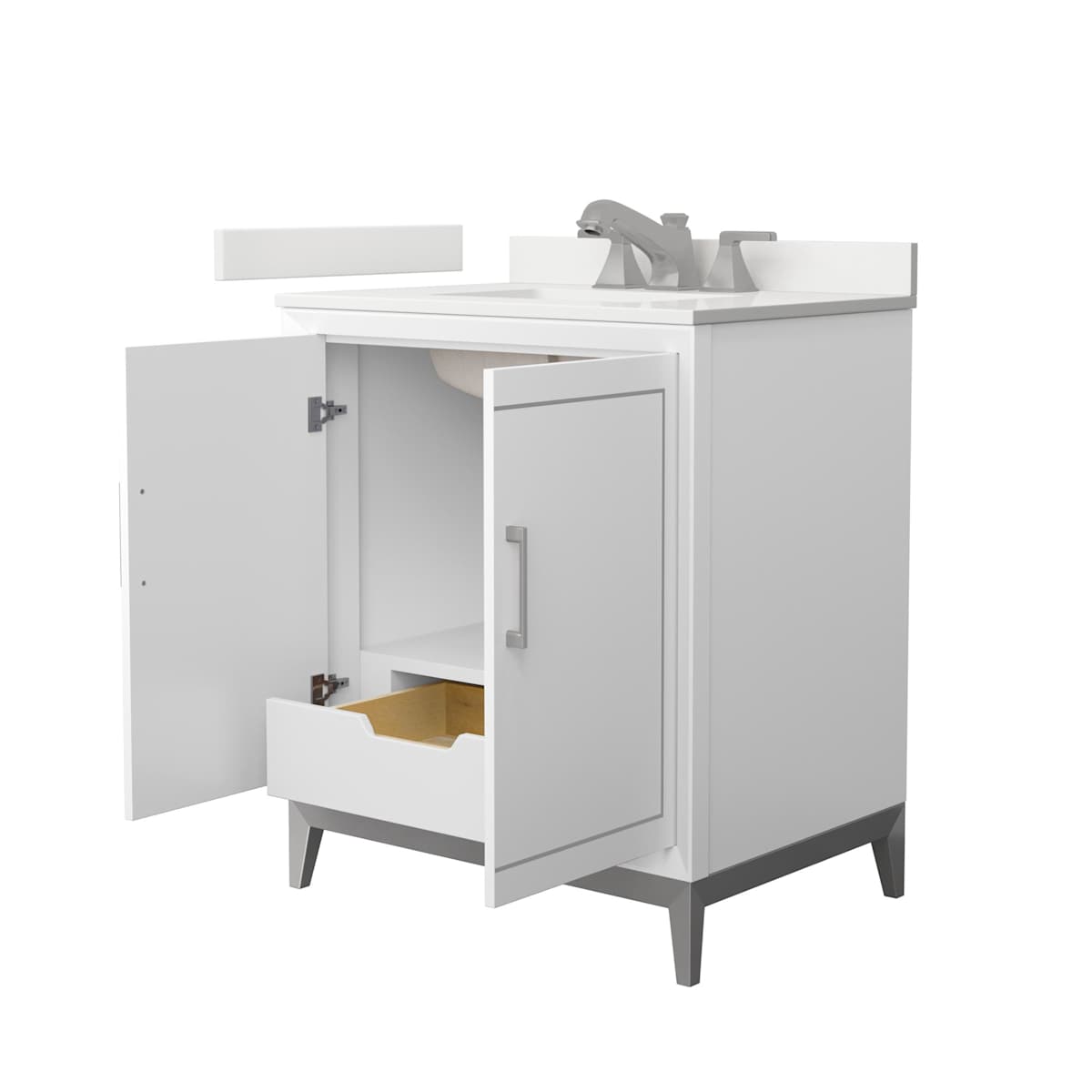Marlena 30" Free Standing Single Basin Vanity Set with Cabinet and Quartz Vanity Top