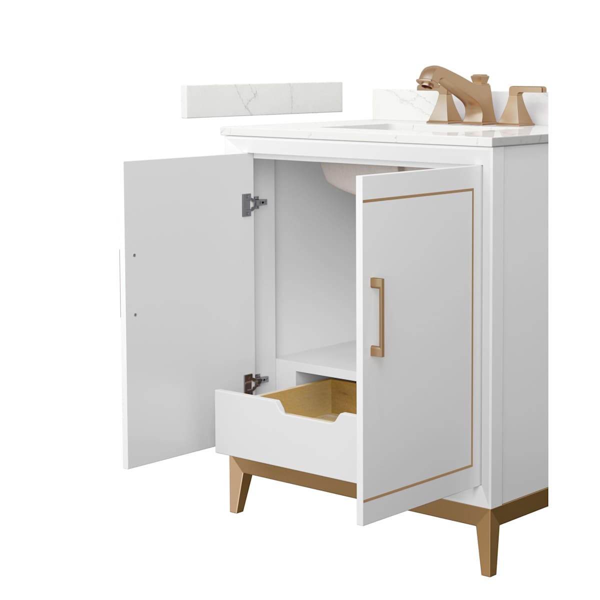 Marlena 30" Free Standing Single Basin Vanity Set with Cabinet and Quartz Vanity Top