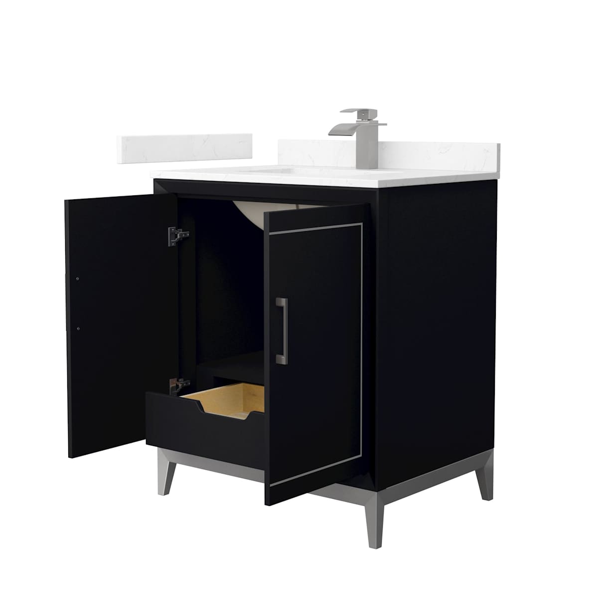 Marlena 30" Free Standing Single Basin Vanity Set with Cabinet and Cultured Marble Vanity Top