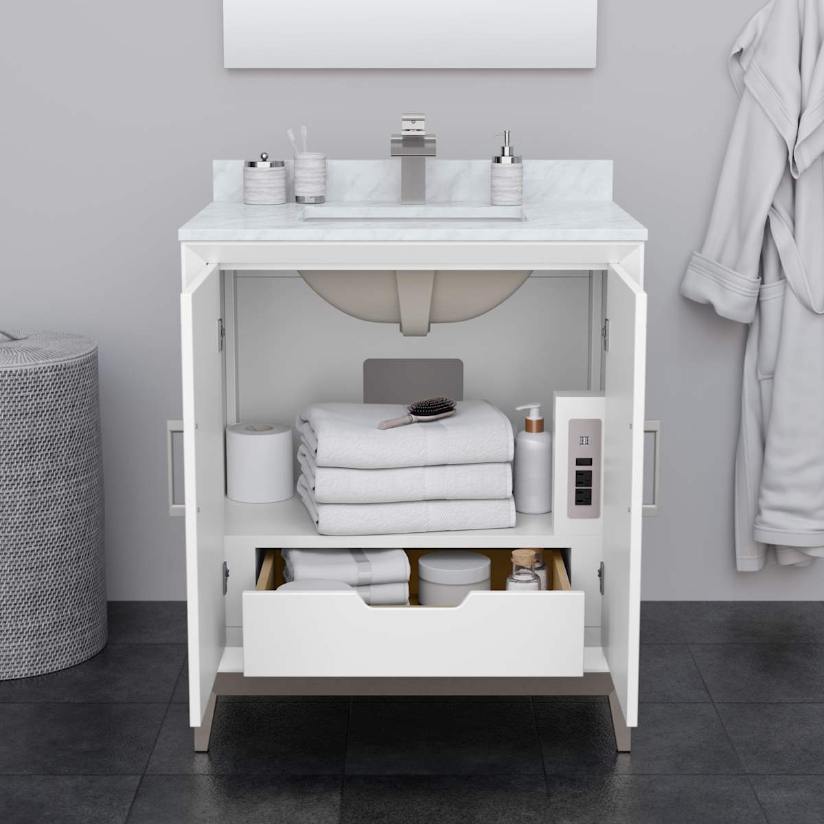Marlena 30" Free Standing Single Basin Vanity Set with Cabinet and Cultured Marble Vanity Top - image 3