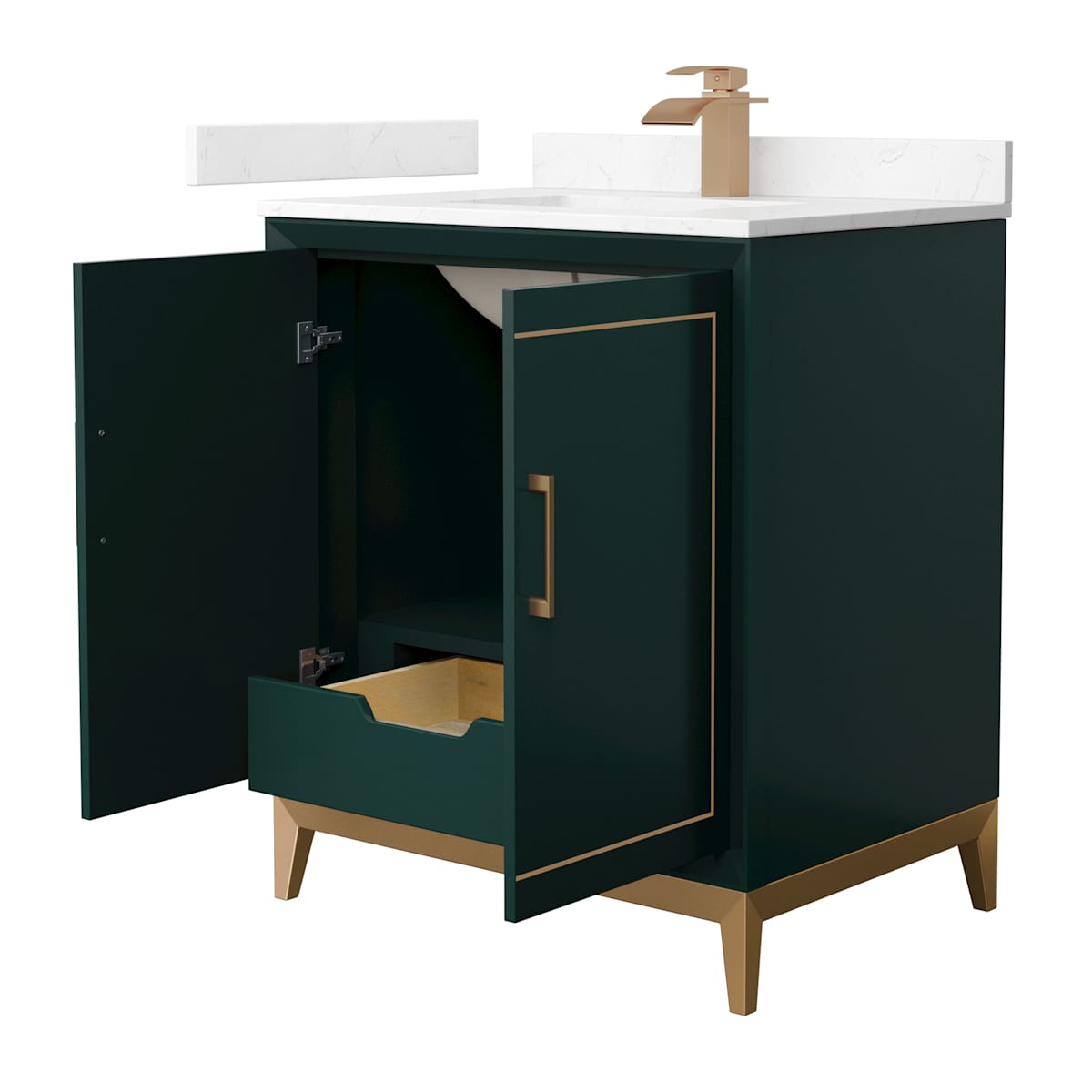 Marlena 30" Free Standing Single Basin Vanity Set with Cabinet and Cultured Marble Vanity Top