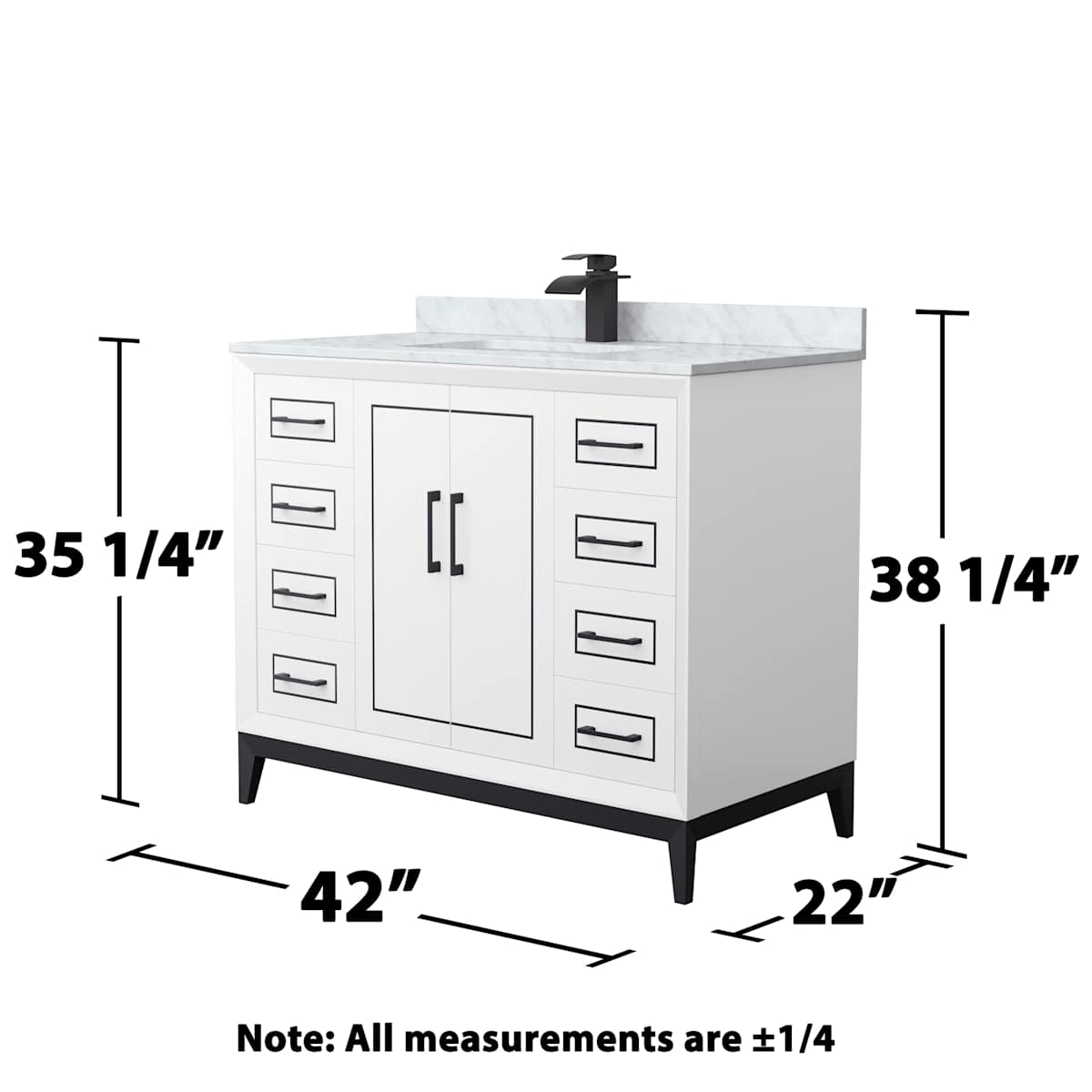 Marlena 42" Free Standing Single Basin Vanity Set with Cabinet and Marble Vanity Top