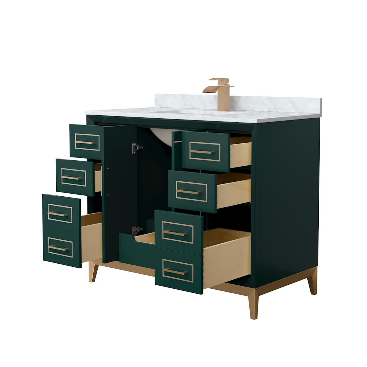 Marlena 42" Free Standing Single Basin Vanity Set with Cabinet and Marble Vanity Top