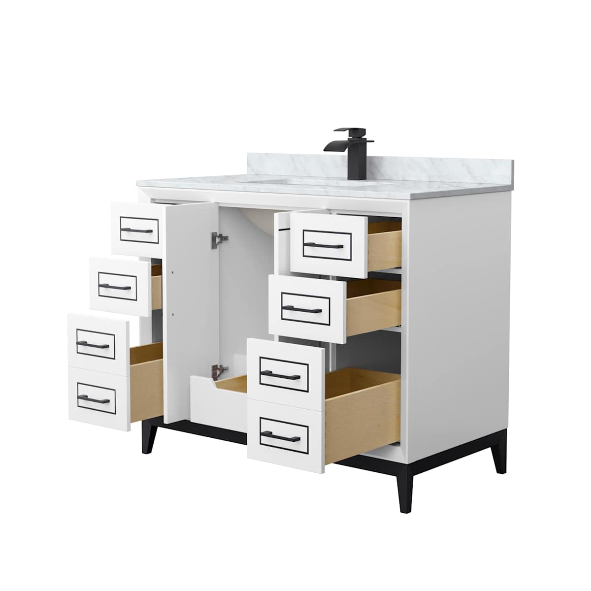 Marlena 42" Free Standing Single Basin Vanity Set with Cabinet and Marble Vanity Top - image 11