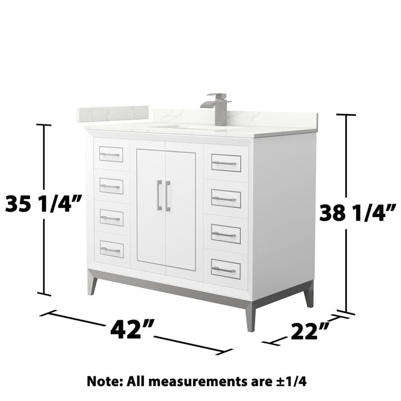 Marlena 42" Free Standing Single Basin Vanity Set with Cabinet and Quartz Vanity Top - image 6