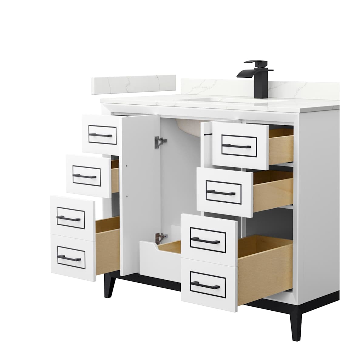 Marlena 42" Free Standing Single Basin Vanity Set with Cabinet and Quartz Vanity Top - image 13