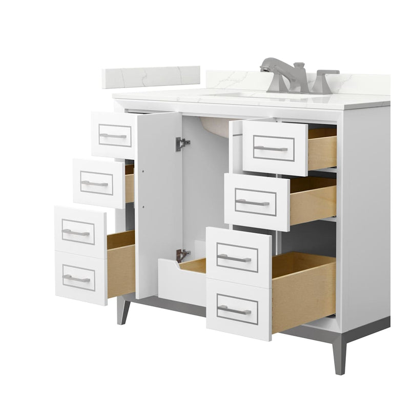 Marlena 42" Free Standing Single Basin Vanity Set with Cabinet and Quartz Vanity Top - image 2