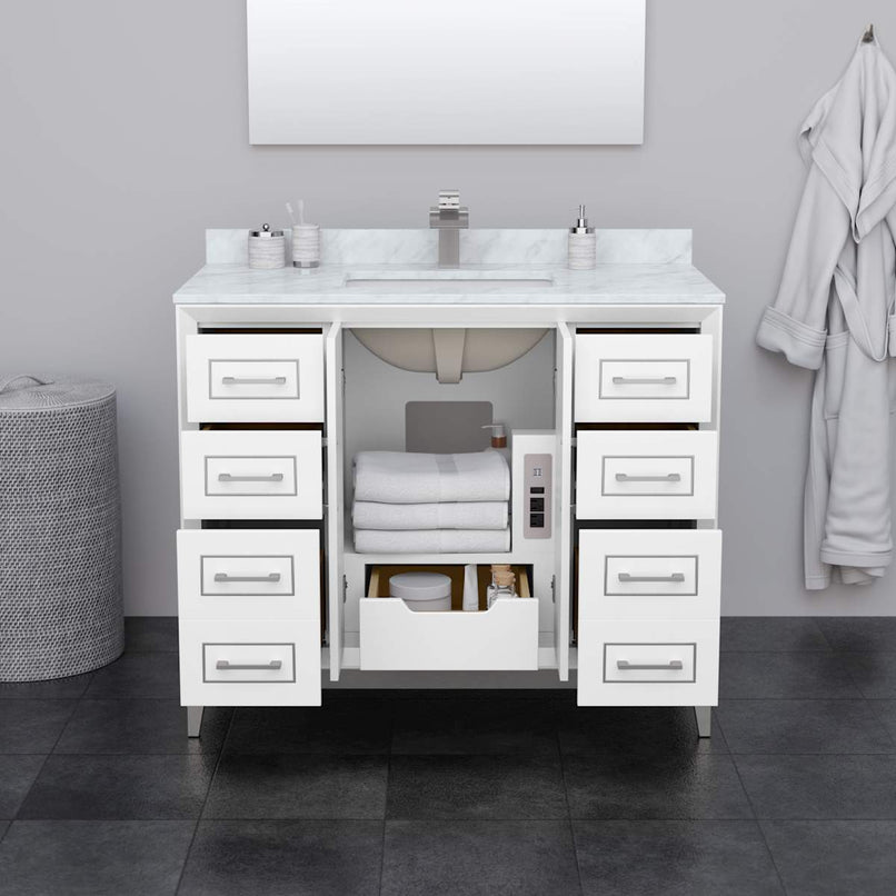 Marlena 42" Free Standing Single Basin Vanity Set with Cabinet and Quartz Vanity Top - image 3