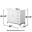 Marlena 42" Free Standing Single Basin Vanity Set with Cabinet and Quartz Vanity Top - image 6