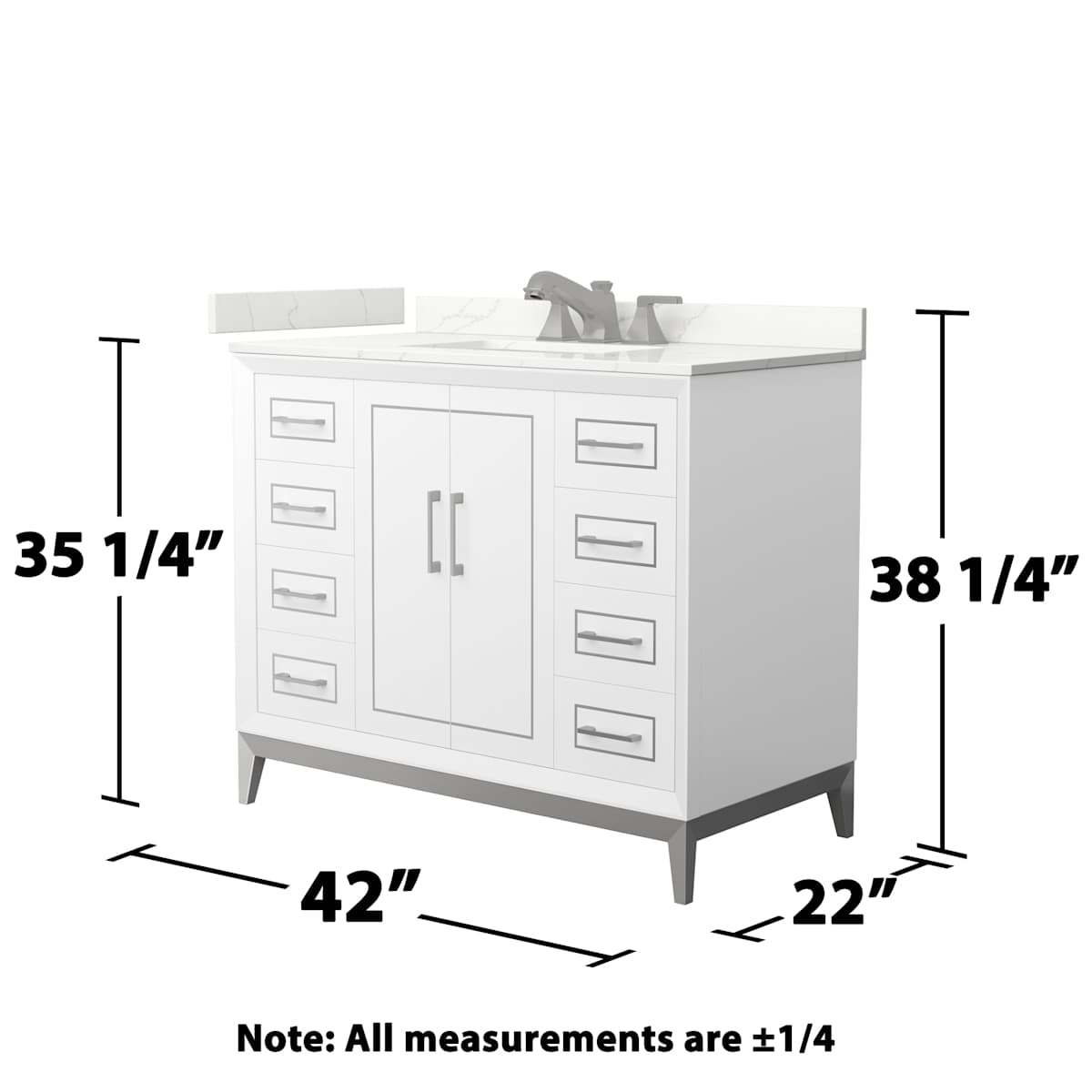 Marlena 42" Free Standing Single Basin Vanity Set with Cabinet and Quartz Vanity Top