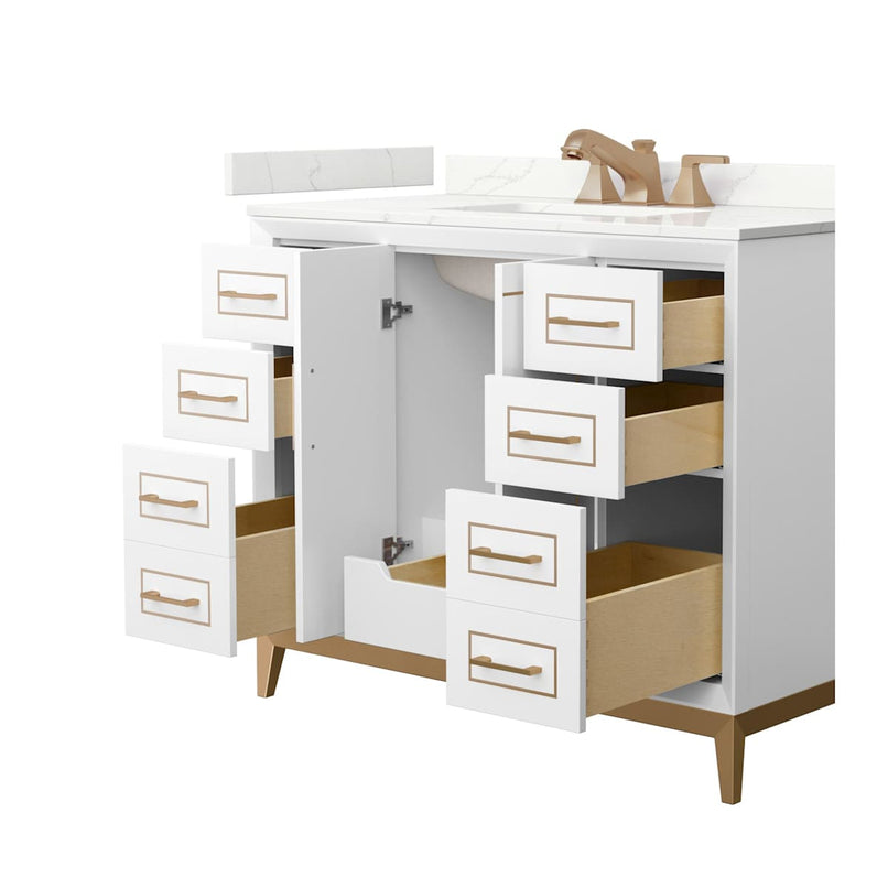 Marlena 42" Free Standing Single Basin Vanity Set with Cabinet and Quartz Vanity Top - image 11