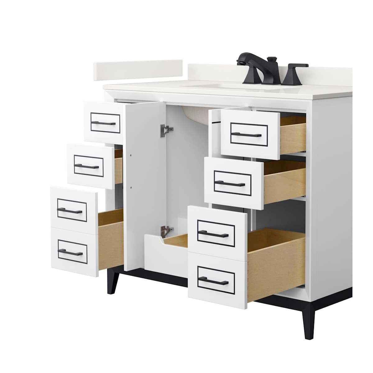 Marlena 42" Free Standing Single Basin Vanity Set with Cabinet and Quartz Vanity Top