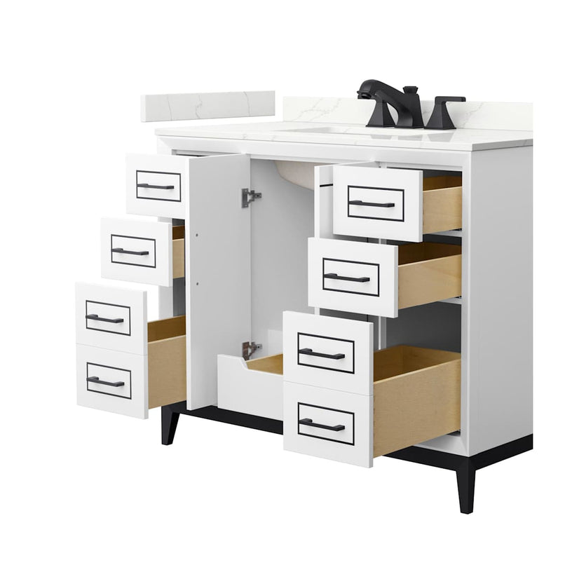 Marlena 42" Free Standing Single Basin Vanity Set with Cabinet and Quartz Vanity Top - image 13