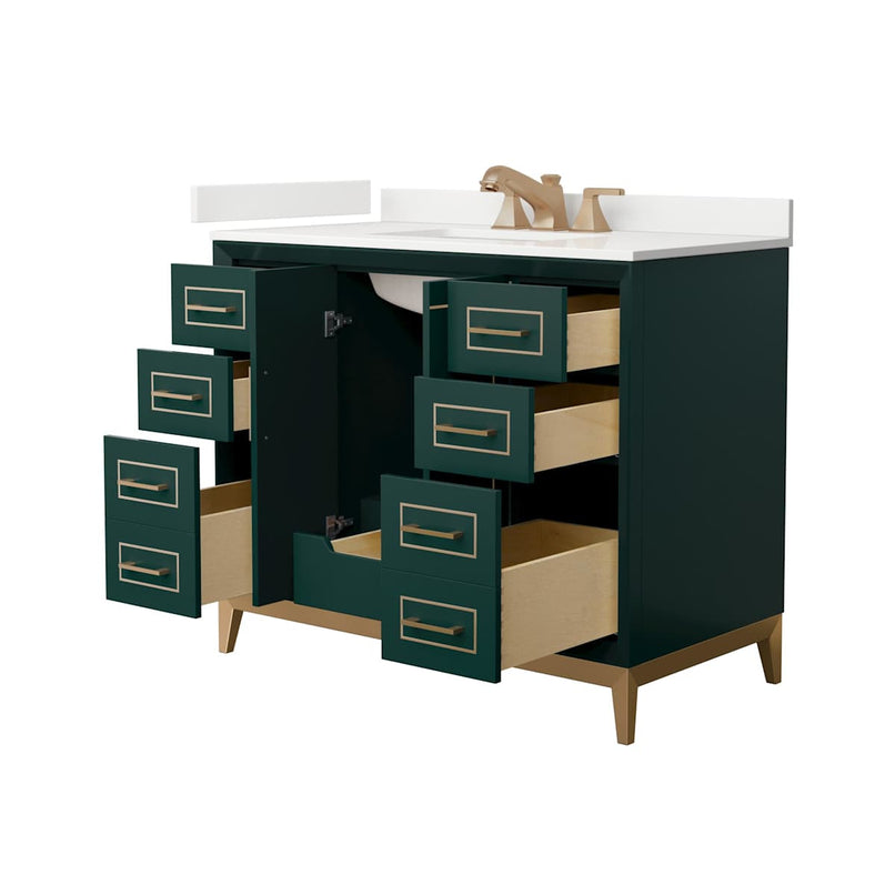 Marlena 42" Free Standing Single Basin Vanity Set with Cabinet and Quartz Vanity Top - image 14