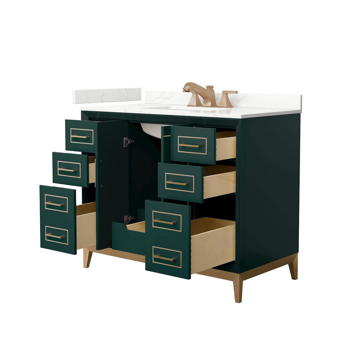 Marlena 42" Free Standing Single Basin Vanity Set with Cabinet and Quartz Vanity Top - image 15