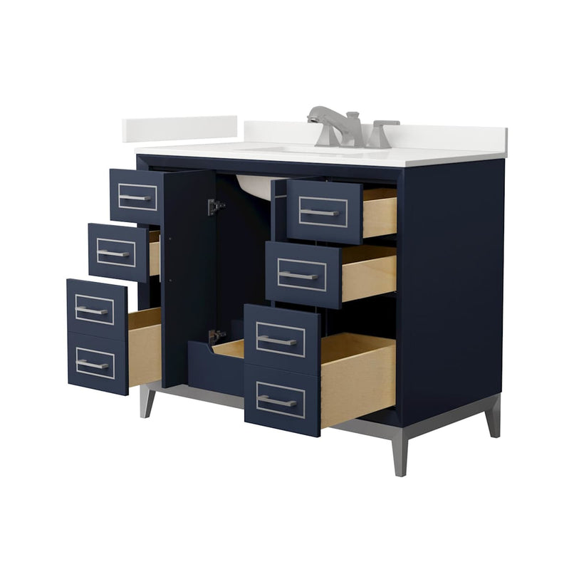 Marlena 42" Free Standing Single Basin Vanity Set with Cabinet and Quartz Vanity Top - image 16