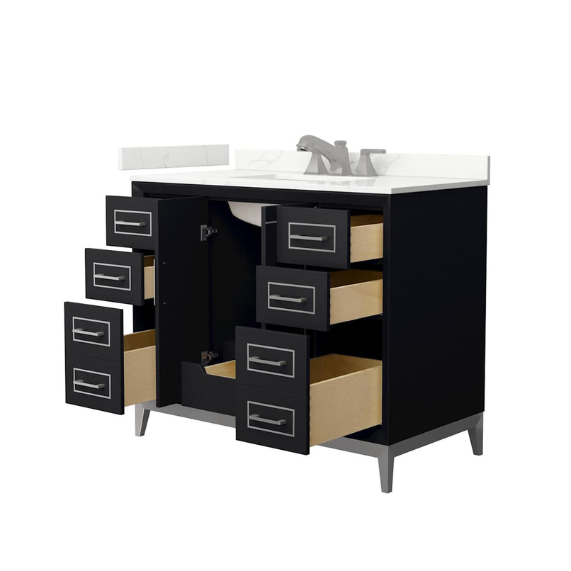 Marlena 42" Free Standing Single Basin Vanity Set with Cabinet and Quartz Vanity Top - image 19