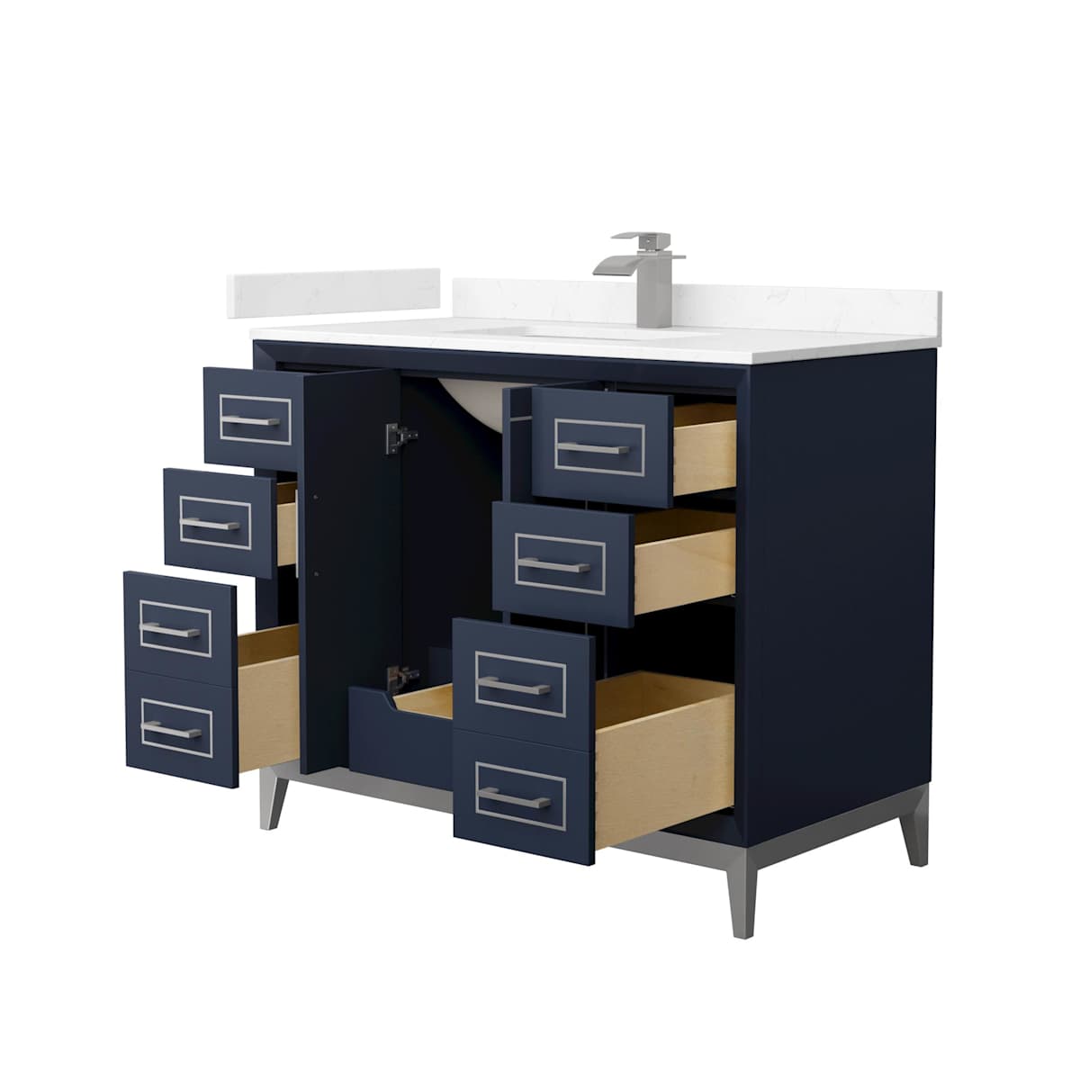 Marlena 42" Free Standing Single Basin Vanity Set with Cabinet and Cultured Marble Vanity Top